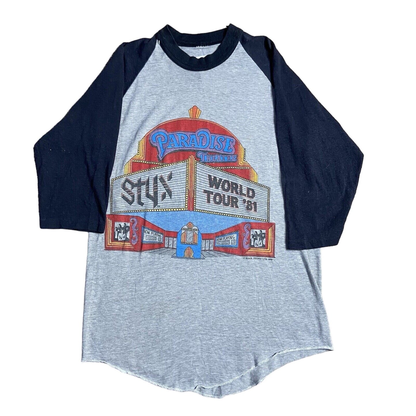 Vintage 1981 STYX At The Paradise Theatre Baseball T-shirt