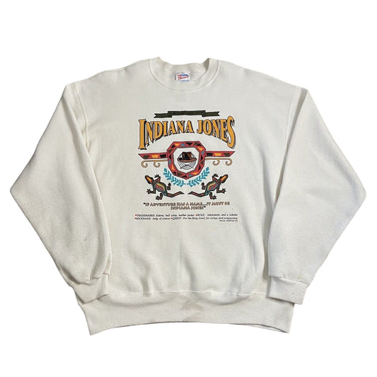 Vtg Indiana Jones Crewneck Size XL White Sweater Pullover