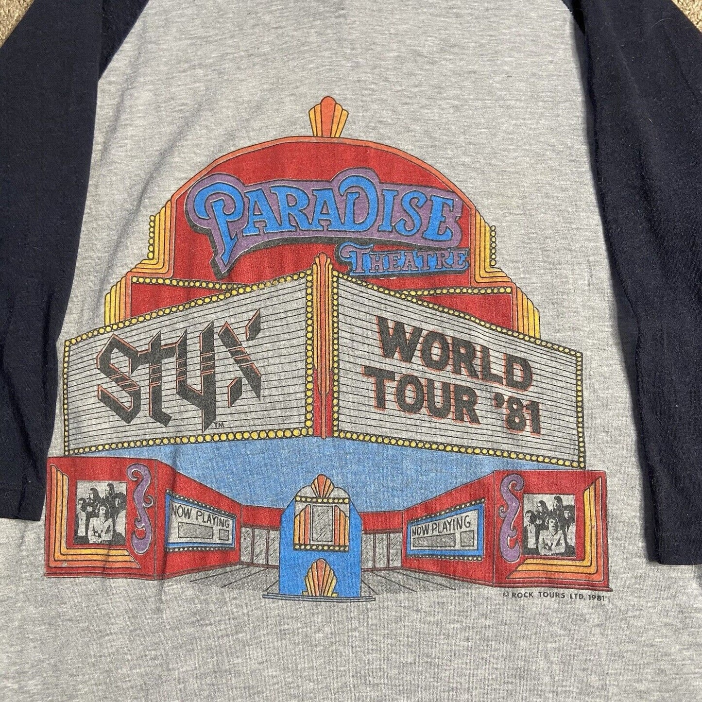 Vintage 1981 STYX At The Paradise Theatre Baseball T-shirt