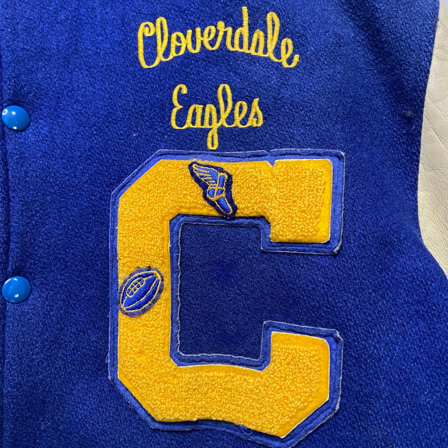 Vintage 1983 Cloverdale Eagles High School Varsity Jacket Size Large