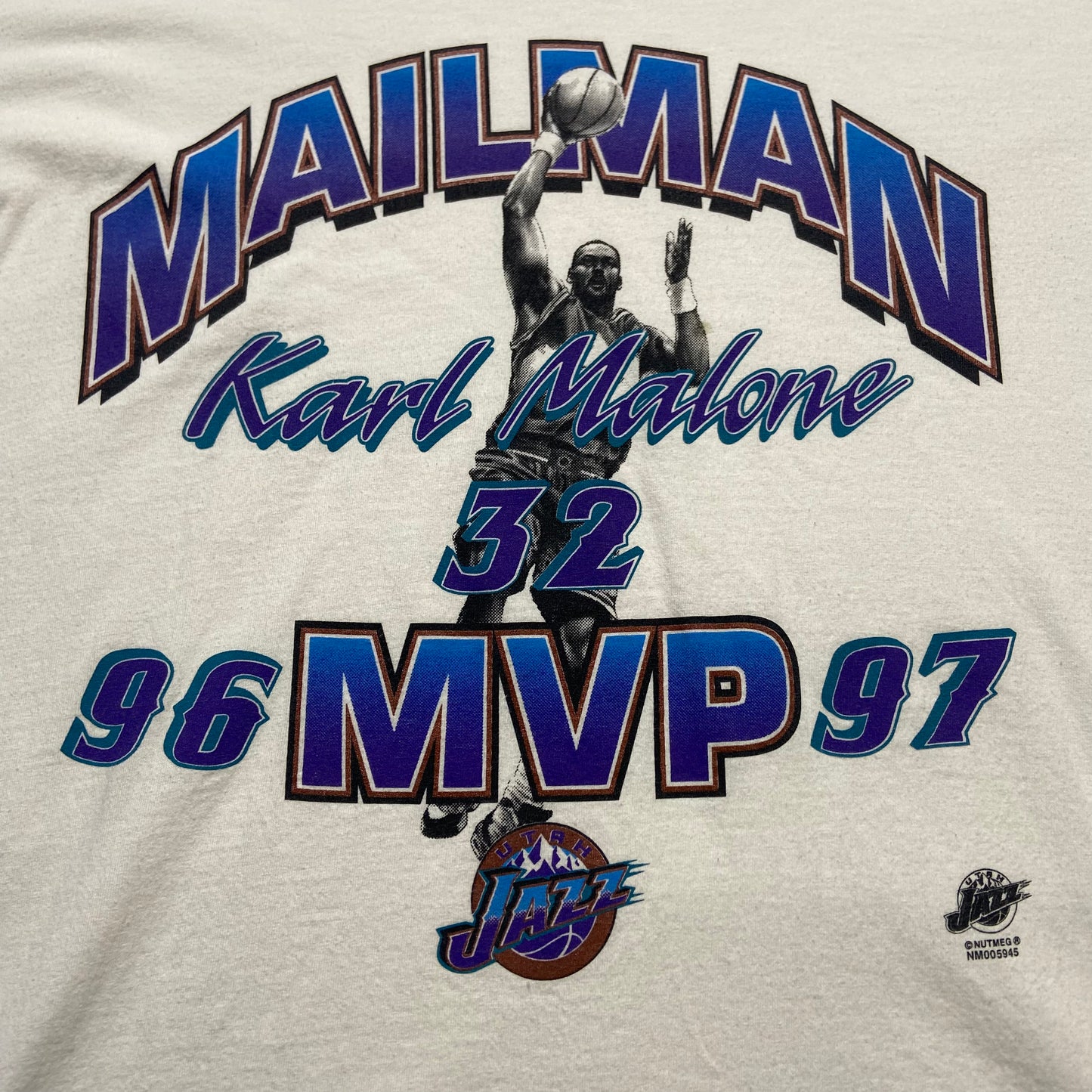 Vintage Karl Malone Mailman MVP T-shirt Large